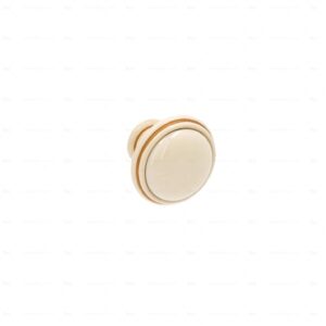 Boutons pour meubles en zamac et  Porcelaine  Diamètre 35 Patine royale en or ivoire Lot de 25