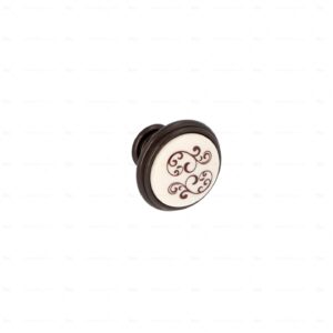 Boutons pour meubles en zamac et  Porcelaine  Diamètre 35  Brun alu Lot de 25