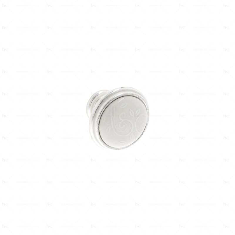 Boutons pour meubles en zamac et  Porcelaine  Diamètre 35  Venise argenté Lot de 25