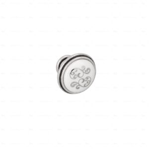 Boutons pour meubles en zamac et  Porcelaine  Diamètre 35  Vieil argent brillant Lot de 25