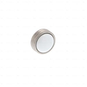 Boutons pour meubles en zamac et  Porcelaine  Diamètre 34  Vernis nickel satiné Lot de 25