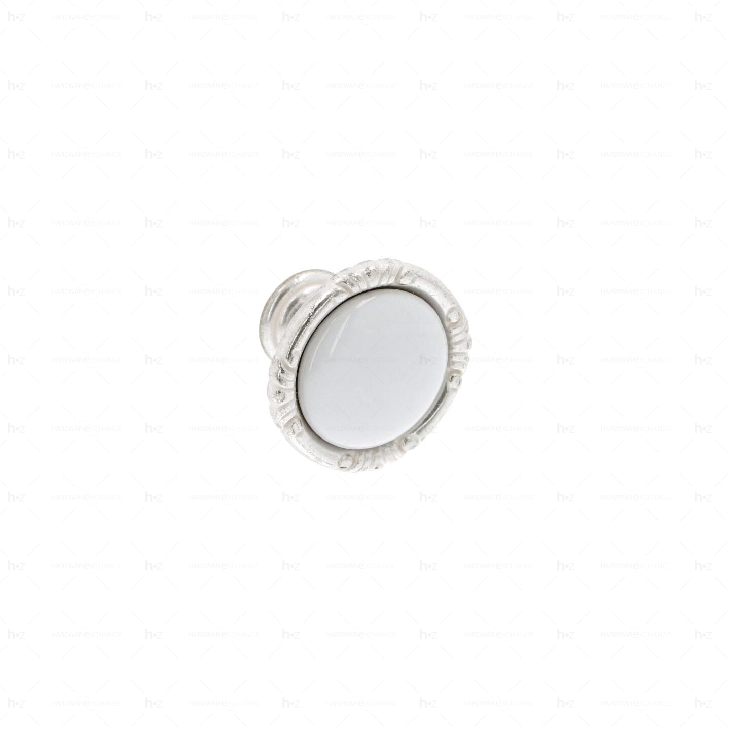 Boutons pour meubles en zamac et Porcelaine Diamètre 38 Venise argenté Lot de 25