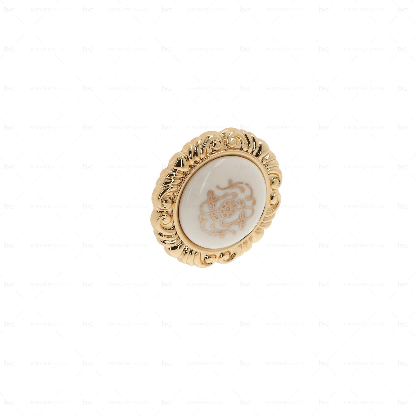 Boutons pour meubles en zamac et Porcelaine Diamètre 41 plaqué or Lot de 25