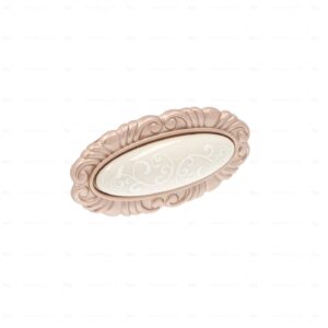 Boutons pour meubles en zamac et  Porcelaine  Entraxe 32  Or mat rose Lot de 25