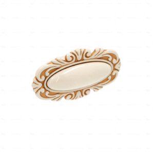 Boutons pour meubles en zamac et  Porcelaine  Entraxe 32  Patine royale en or ivoire Lot de 25