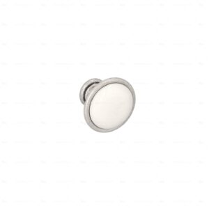 Boutons pour meubles en zamac et  Porcelaine  Diamètre 34  Vieil argent rayé Lot de 25