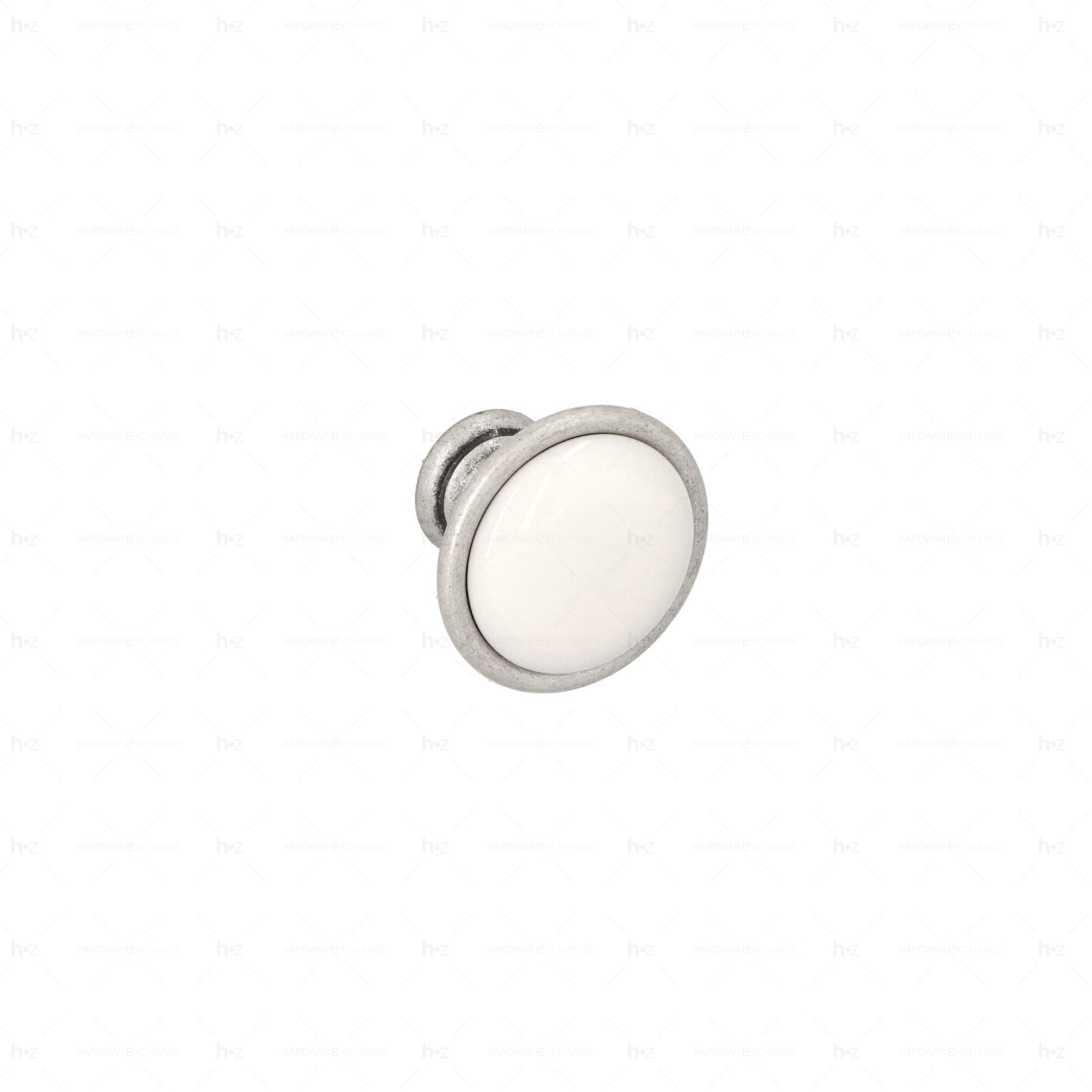 Boutons pour meubles en zamac et Porcelaine Diamètre 34 Vieil argent rayé Lot de 25