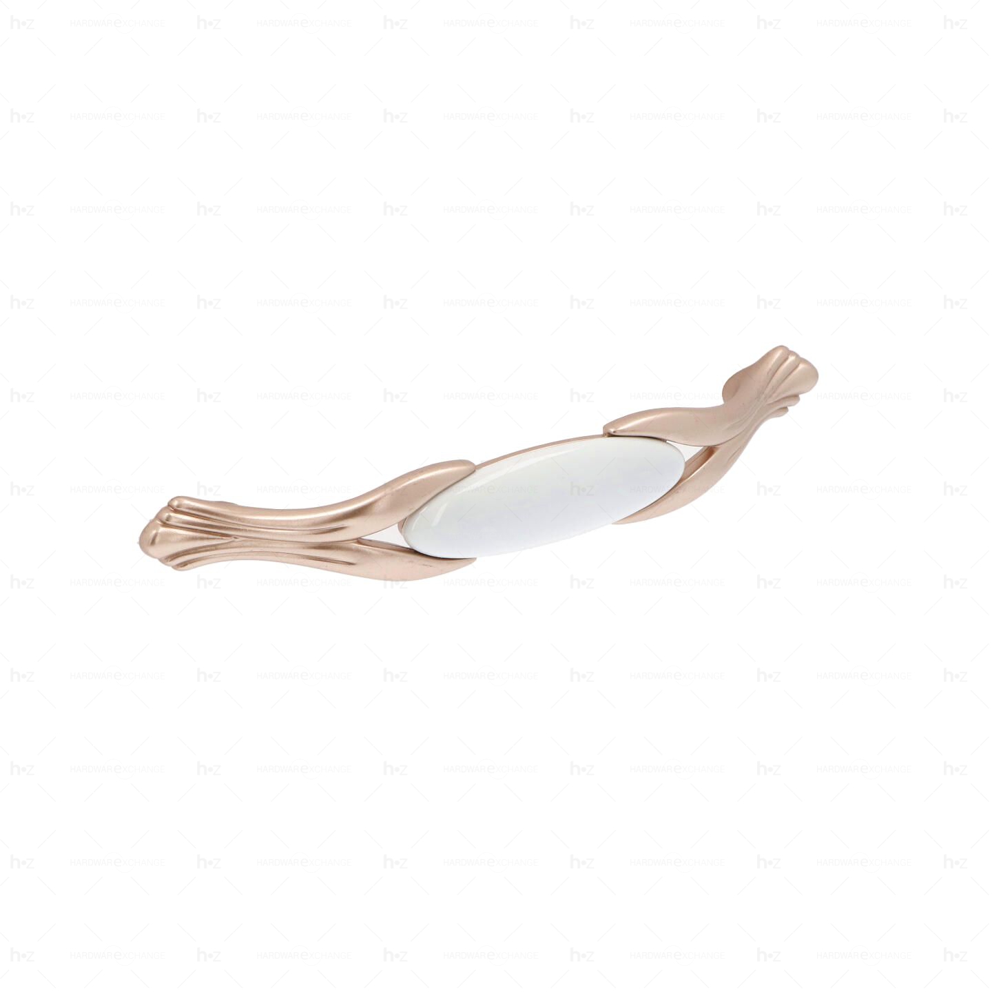 Poignée pour meubles en zamac et Porcelaine Entraxe 128 Or mat rose Lot de 25