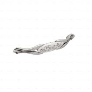 Poignée pour meubles en zamac et  Porcelaine  Entraxe 128  Vieil argent brillant Lot de 25