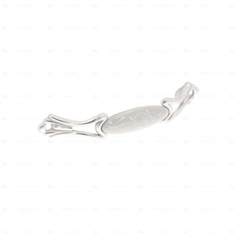 Poignée pour meubles en zamac et Porcelaine Entraxe 128 Venise argenté Lot de 25
