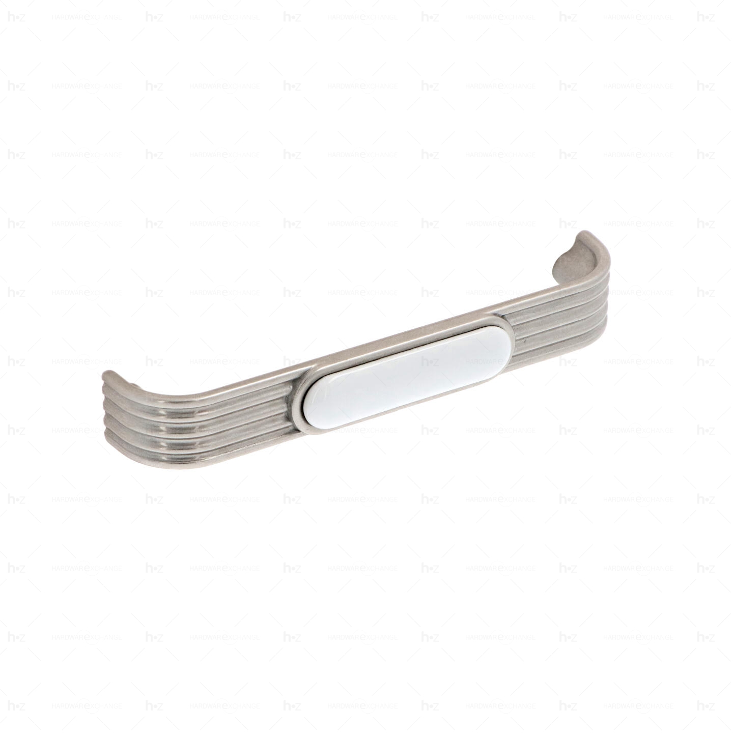 Poignée pour meubles en zamac et Porcelaine Entraxe 128 Vernis nickel satiné Lot de 25