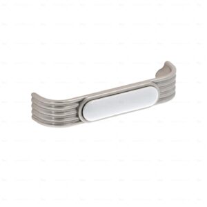 Poignée pour meubles en zamac et  Porcelaine  Entraxe 96  Vernis nickel satiné Lot de 25