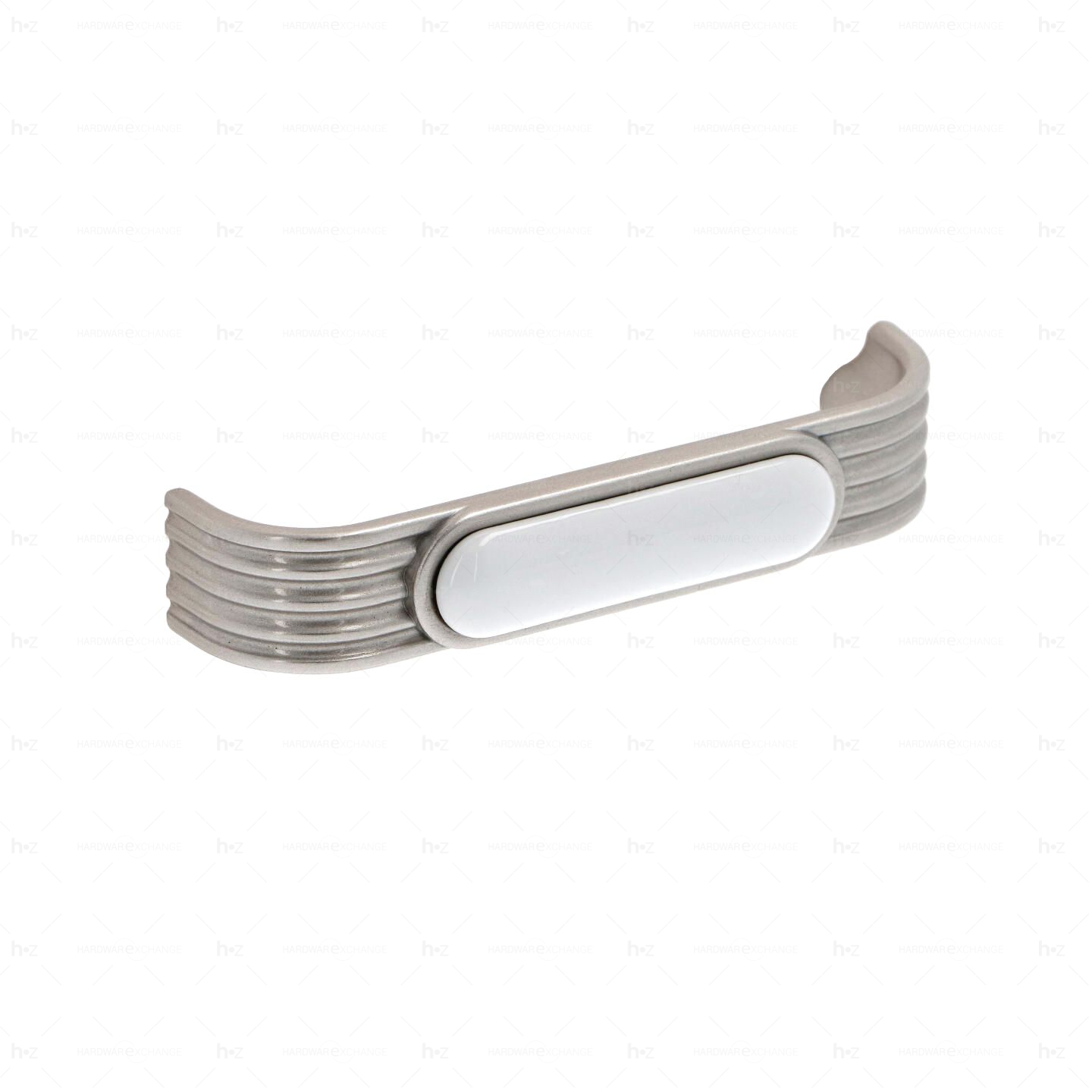 Poignée pour meubles en zamac et Porcelaine Entraxe 96 Vernis nickel satiné Lot de 25