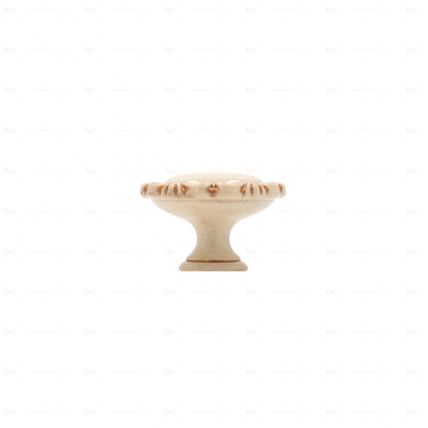 Boutons pour meubles en zamac et Porcelaine Diamètre 39 Patine royale en or ivoire Lot de 25 - immagine 2