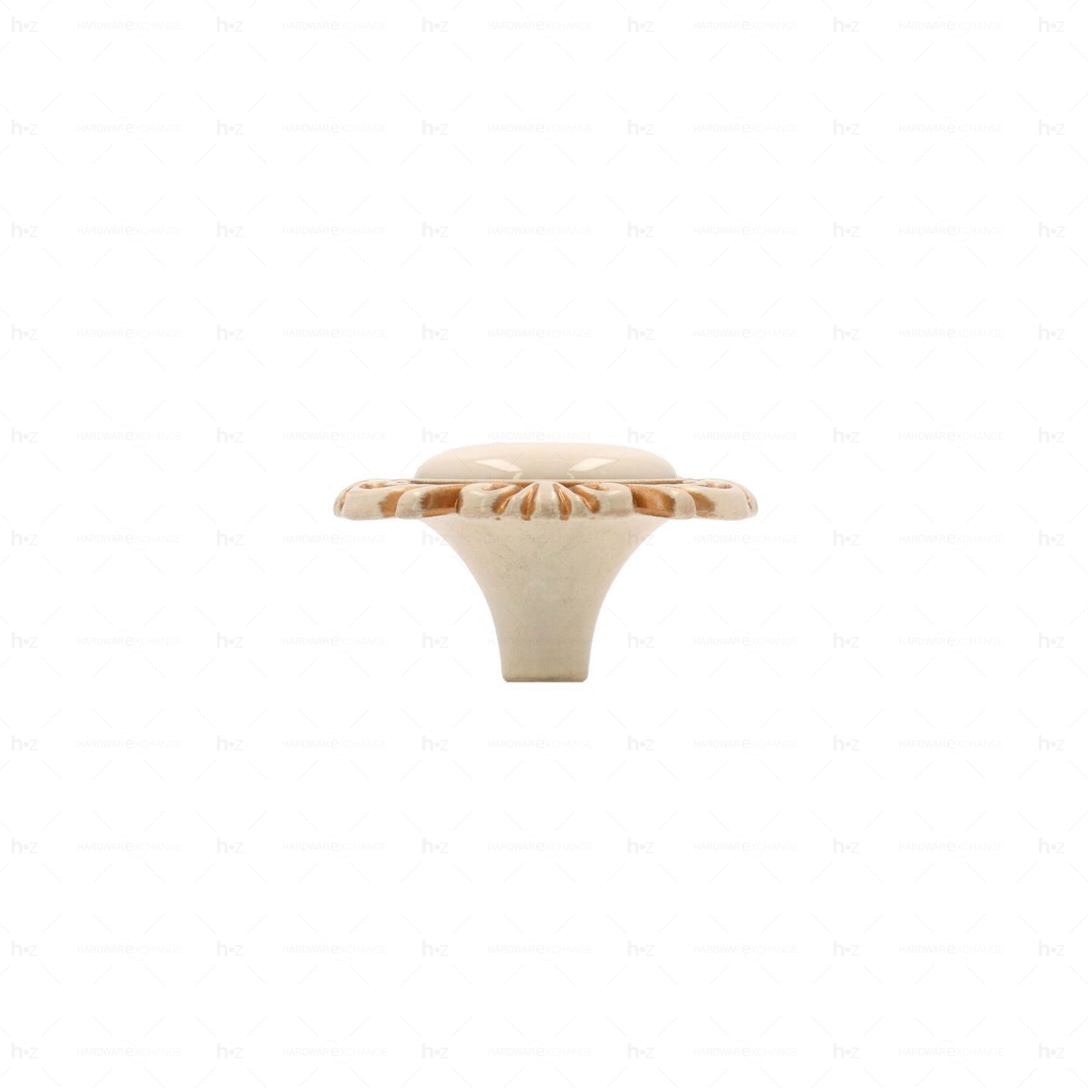Boutons pour meubles en zamac et Porcelaine Diamètre 45 Patine royale en or ivoire Lot de 25 – Image 2