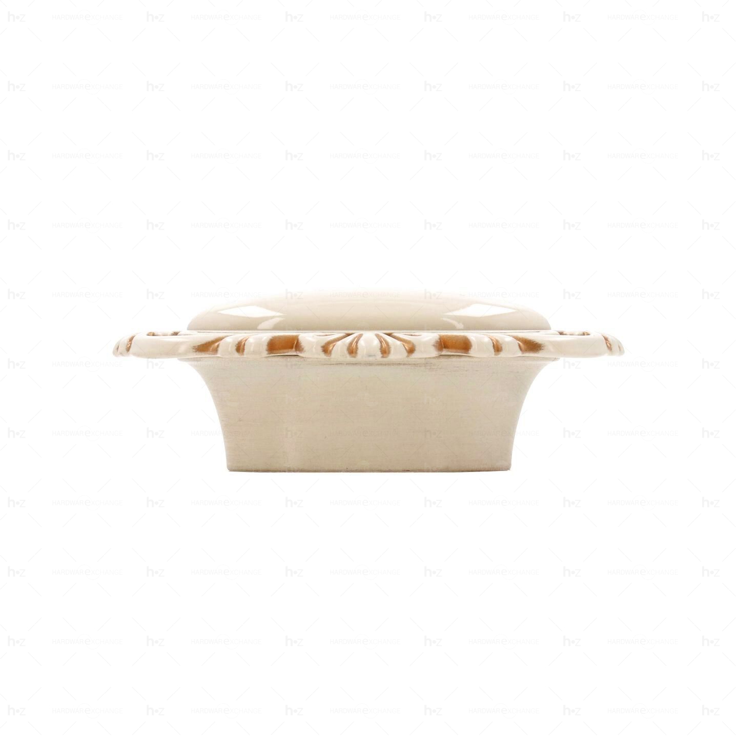 Boutons pour meubles en zamac et Porcelaine Entraxe 32 Patine royale en or ivoire Lot de 25 - immagine 2