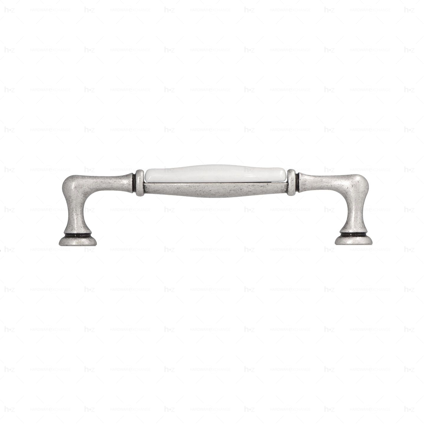 Poignée pour meubles en zamac et Porcelaine Entraxe 128 Vieil argent brillant Lot de 25 – Image 3