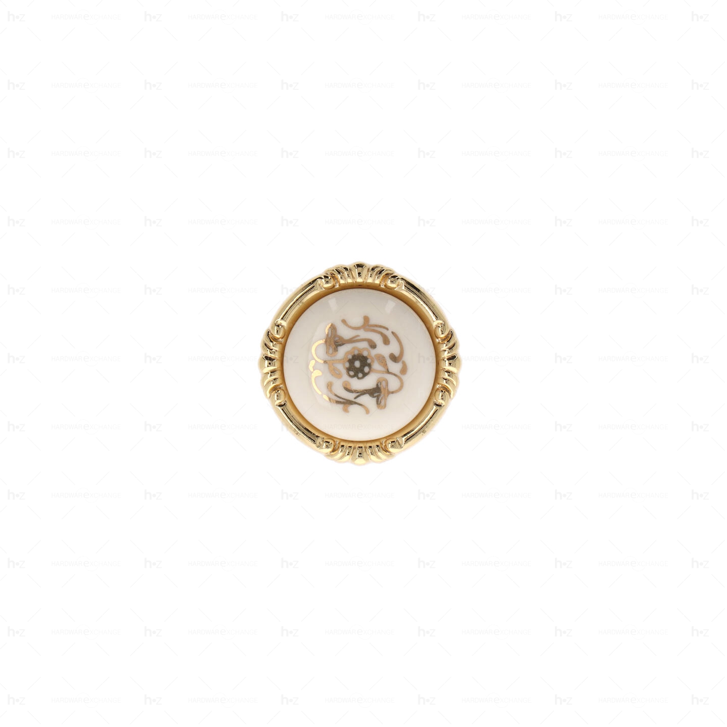 Boutons pour meubles en zamac et Porcelaine Diamètre 38 plaqué or Lot de 25 - immagine 3