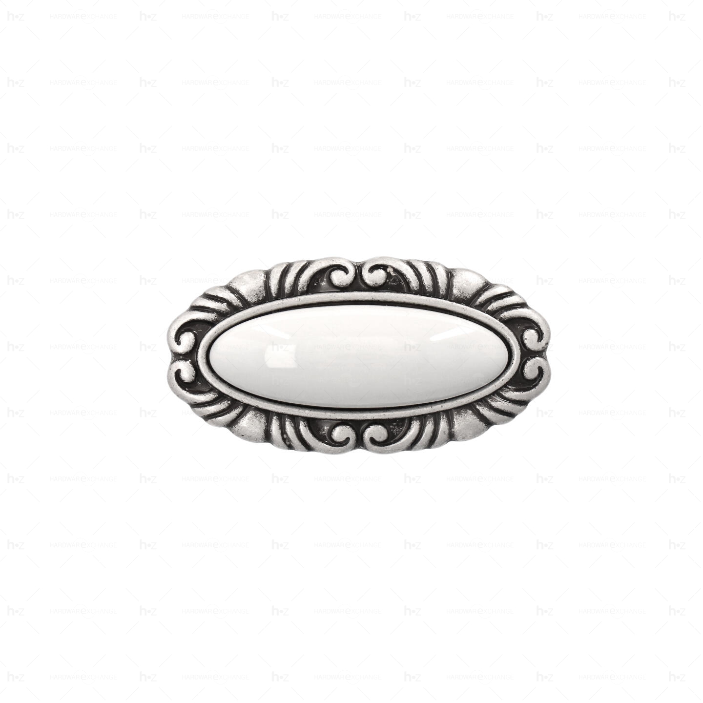 Boutons pour meubles en zamac et Porcelaine Entraxe 32 Vieil argent brillant Lot de 25 – Image 3