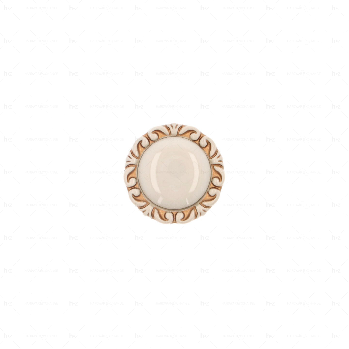 Boutons pour meubles en zamac et Porcelaine Diamètre 39 Patine royale en or ivoire Lot de 25 - immagine 3