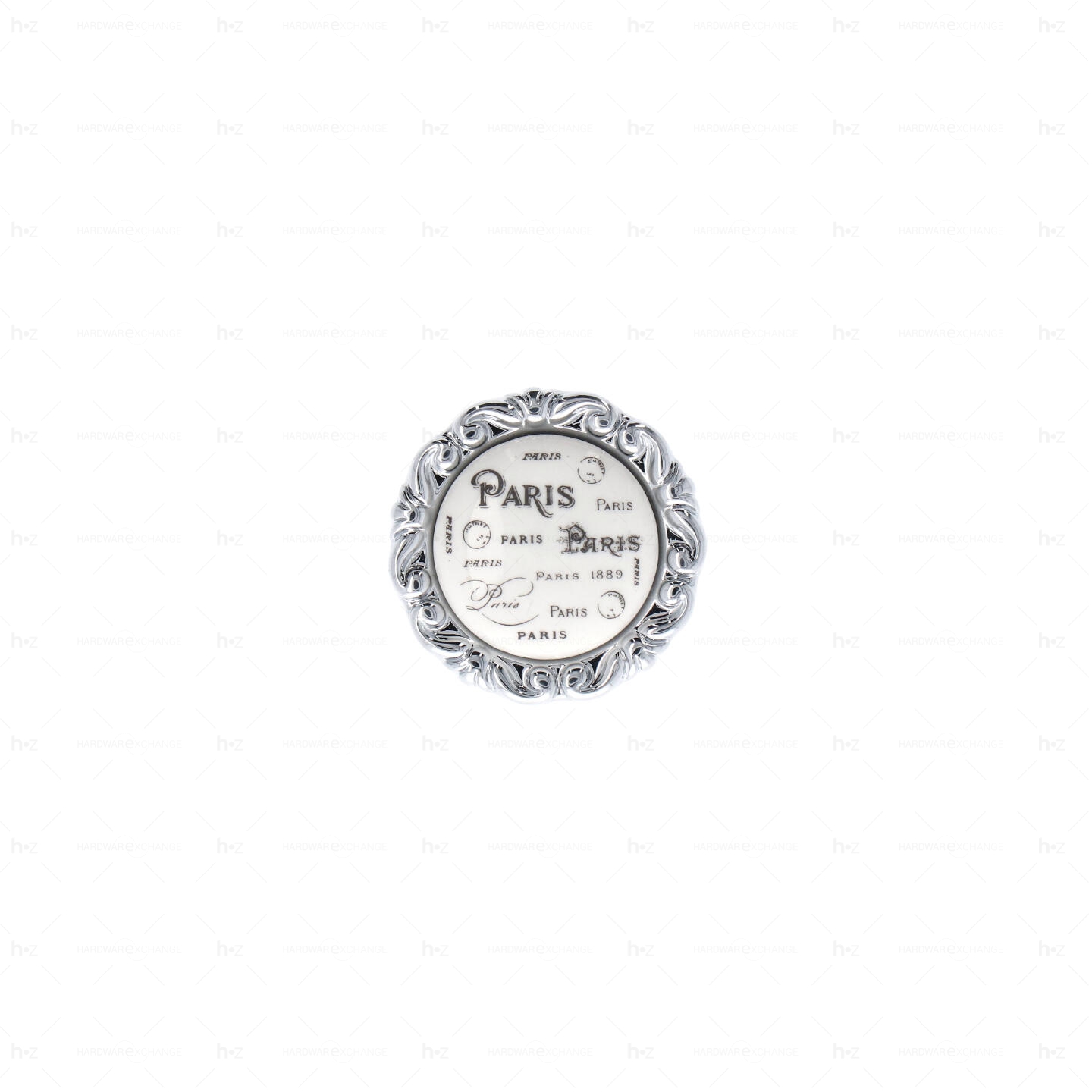 Boutons pour meubles en zamac et Porcelaine Diamètre 39 chrome poli Lot de 25 - immagine 3