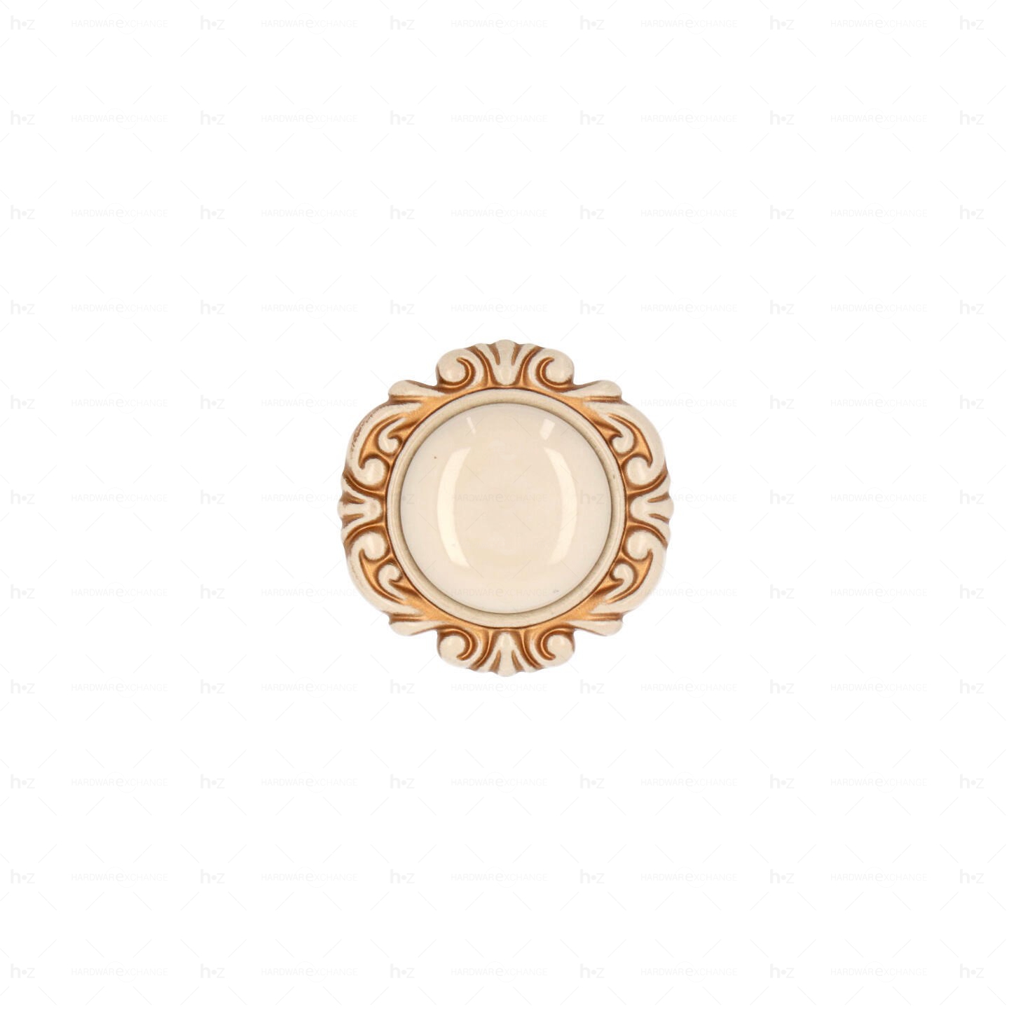 Boutons pour meubles en zamac et Porcelaine Diamètre 45 Patine royale en or ivoire Lot de 25 – Image 3