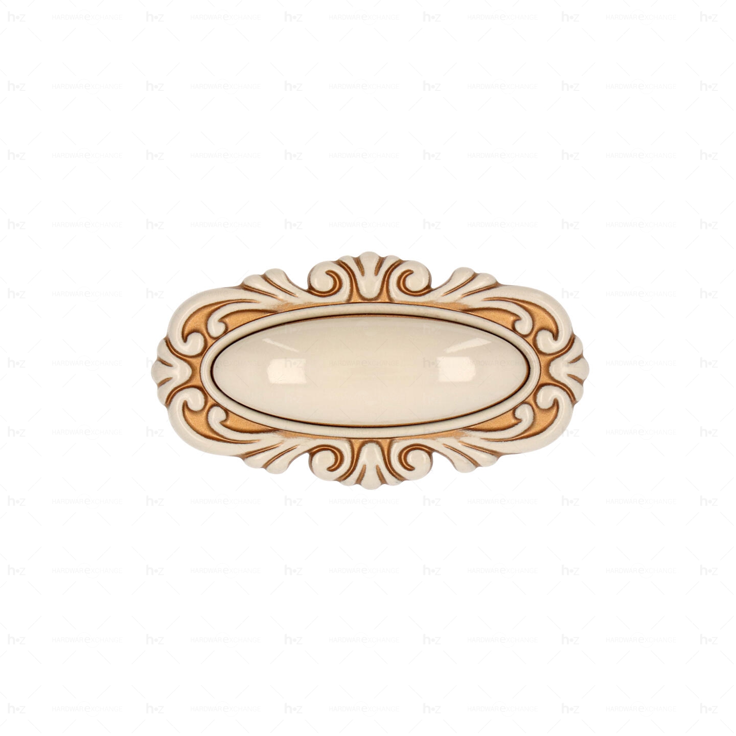 Boutons pour meubles en zamac et Porcelaine Entraxe 32 Patine royale en or ivoire Lot de 25 - immagine 3