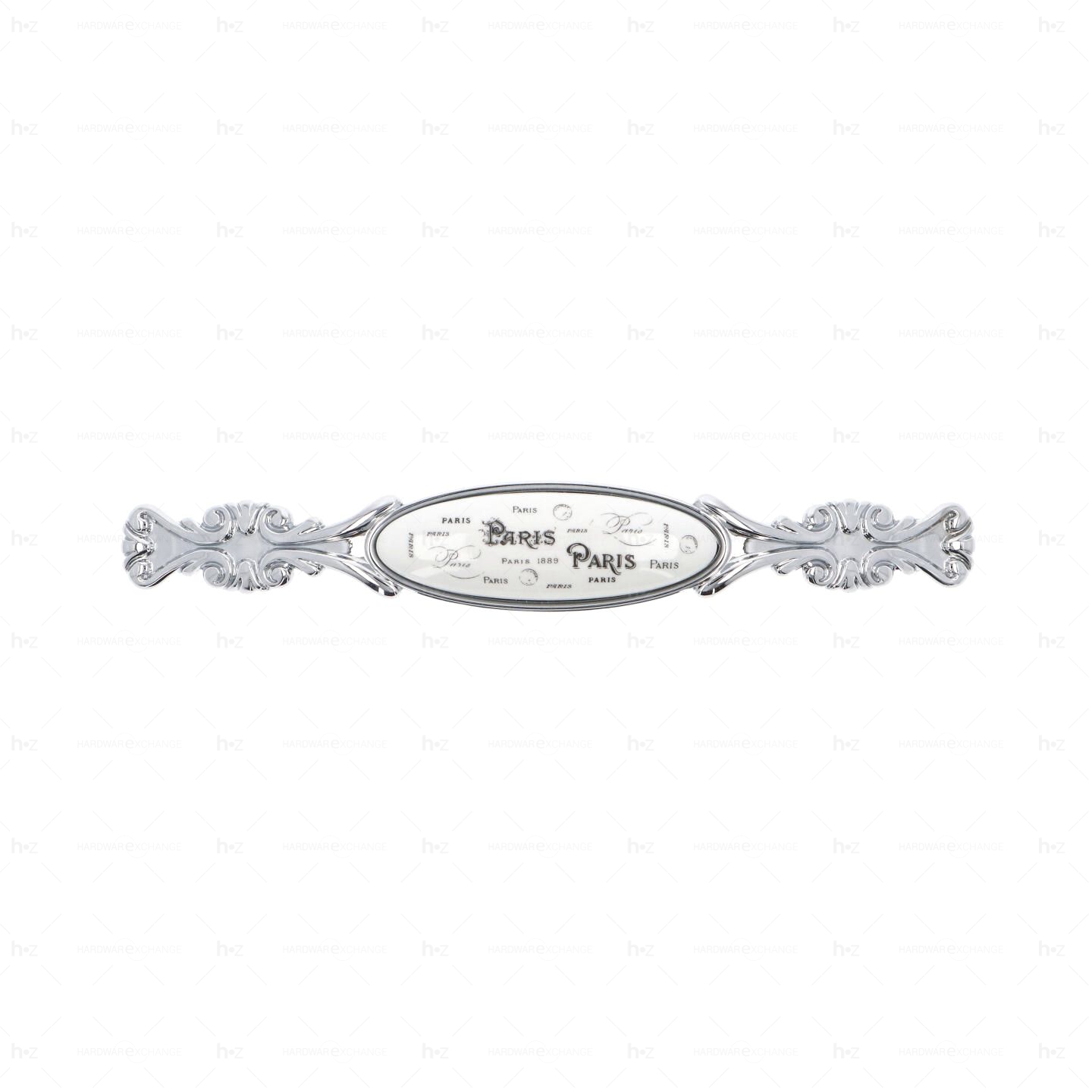 Poignée pour meubles en zamac et Porcelaine Entraxe 128 chrome poli Lot de 25 – Image 3