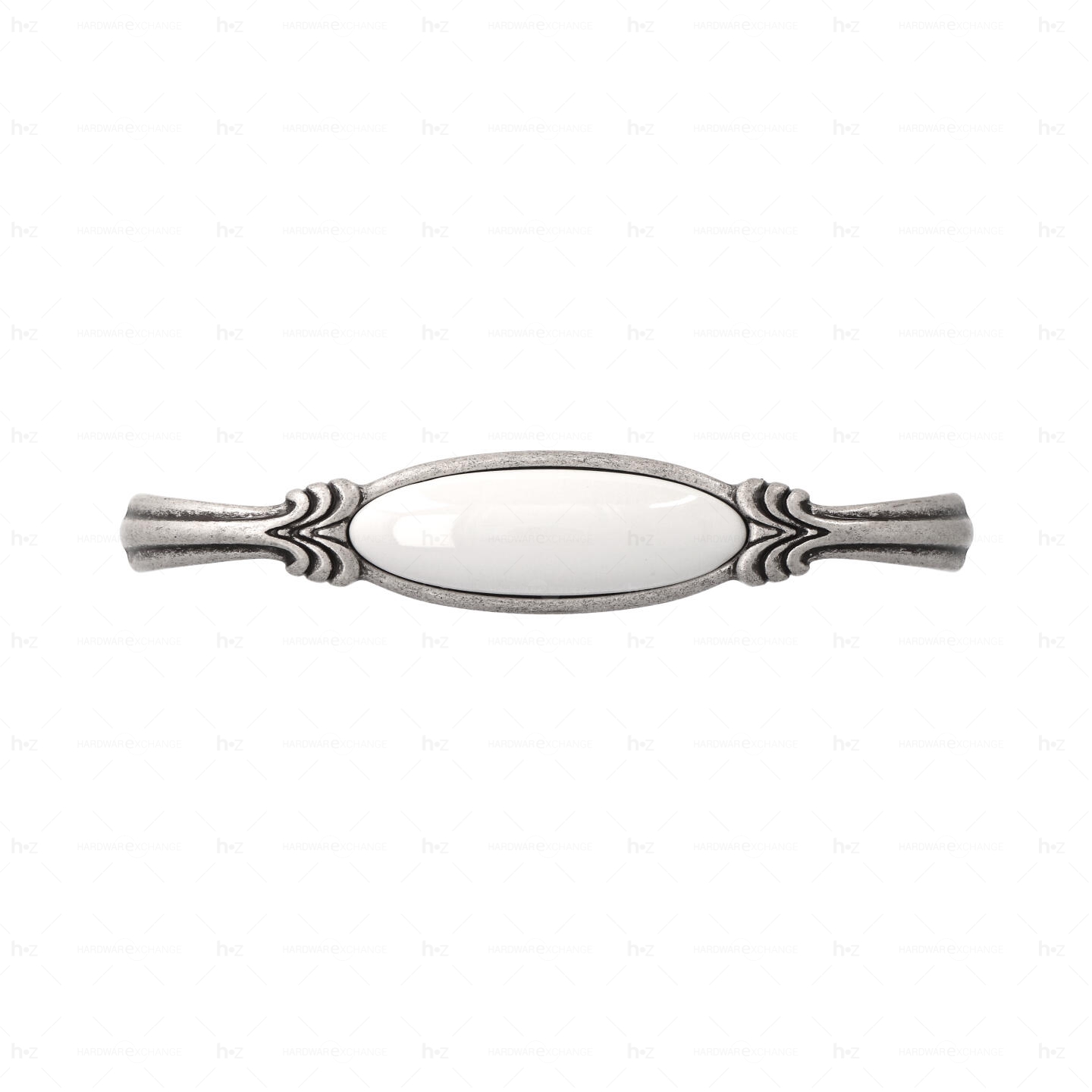 Poignée pour meubles en zamac et Porcelaine Entraxe 128 Vieil argent brillant Lot de 25 – Image 3