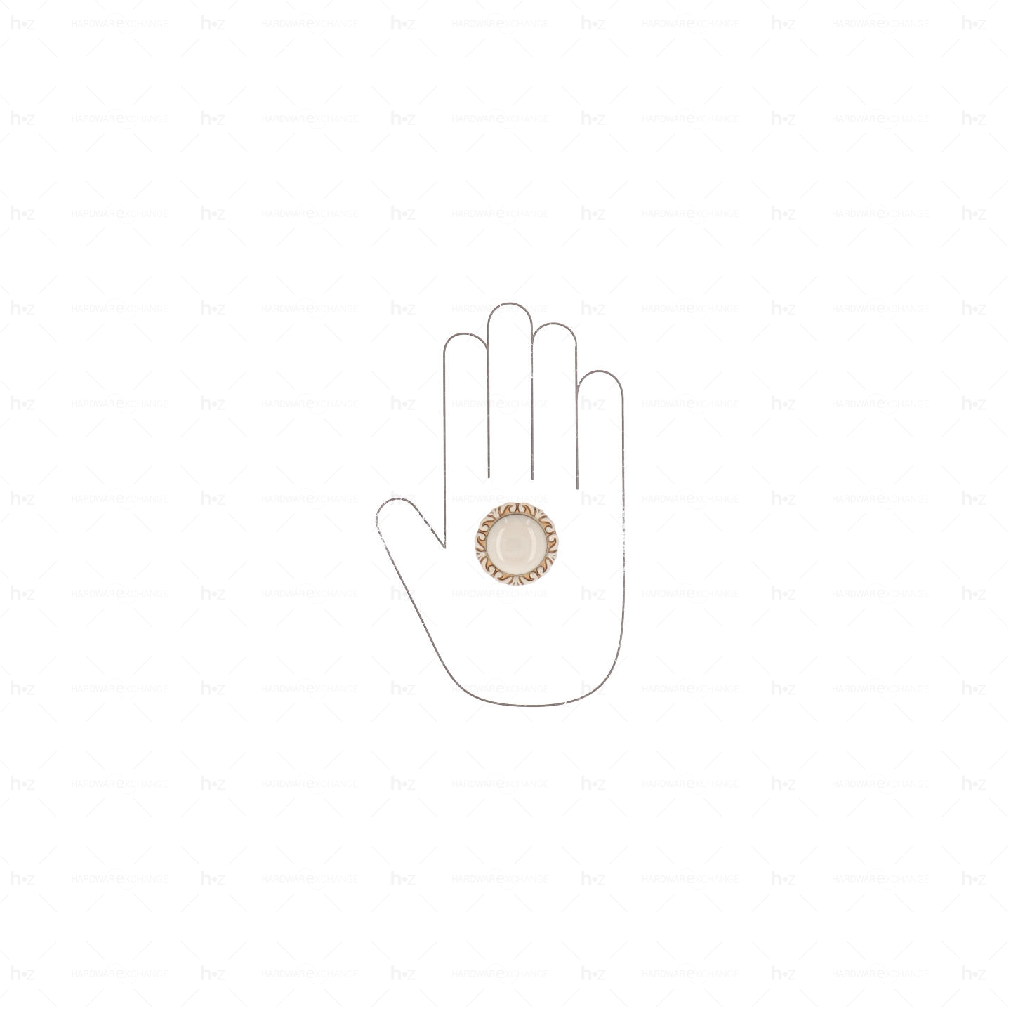 Boutons pour meubles en zamac et Porcelaine Diamètre 39 Patine royale en or ivoire Lot de 25 - immagine 4