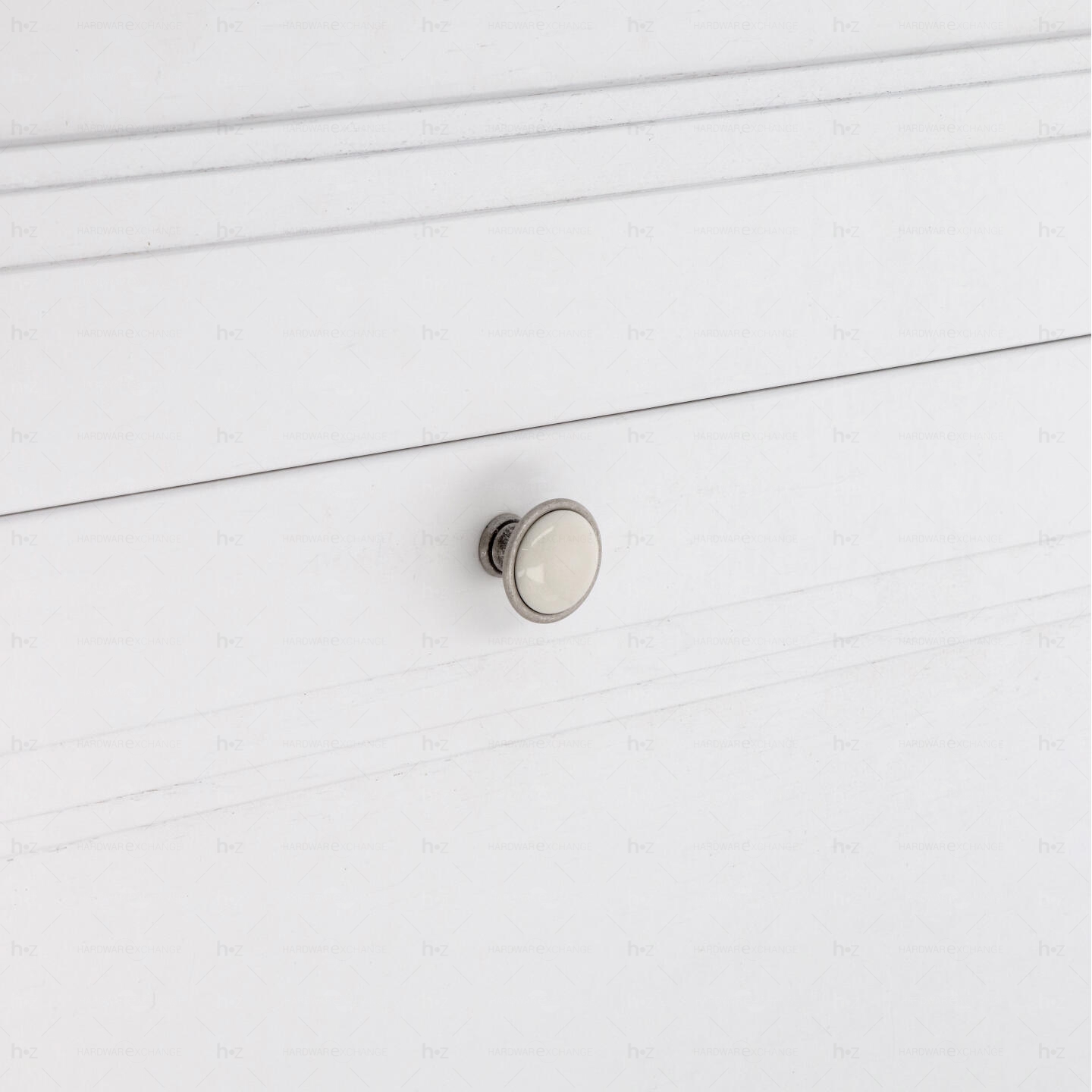Boutons pour meubles en zamac et Porcelaine Diamètre 34 Vieil argent rayé Lot de 25 – Image 5