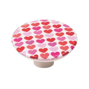 Bouton de meuble abs diamètre 50 mm  sérigraphié cœur lot de 36 piéces – Rose