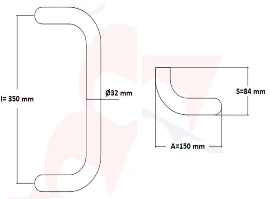 Poignée de tirage Diamètre 32 mm - Entraxe=350 mm - INOX 304 Brossé grain 240 - Gris / argent, Acier inoxydable - Imagen 2
