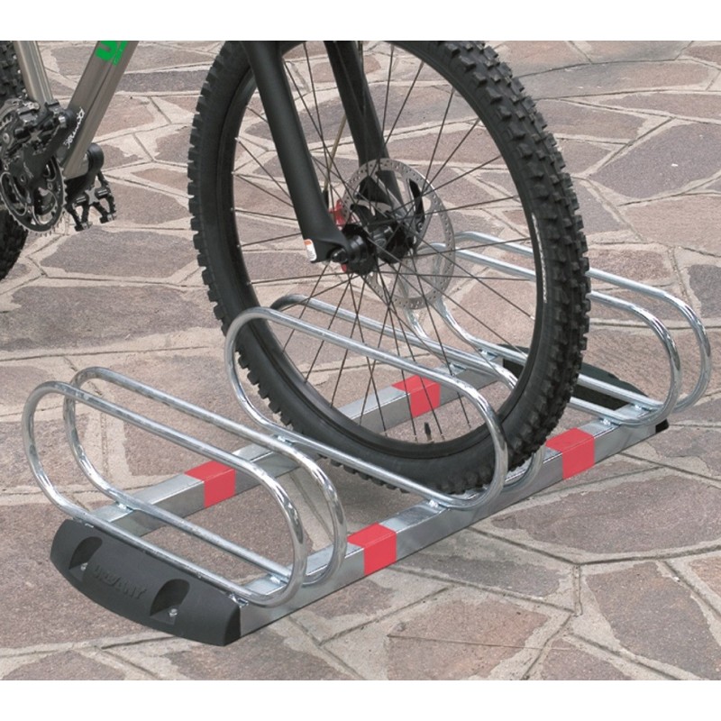Râtelier porte vélos *premium* 3 places parallèles livré avec fixations vis et chevilles - Gris / argent, Acier - Image 2