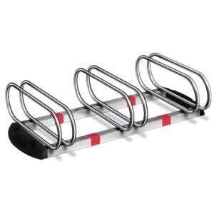 Râtelier porte vélos *premium* 3 places parallèles  livré avec fixations vis et chevilles – Gris / argent, Acier