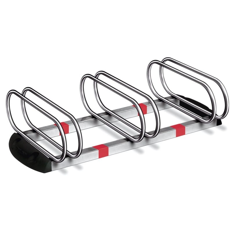 Râtelier porte vélos *premium* 3 places parallèles livré avec fixations vis et chevilles - Gris / argent, Acier