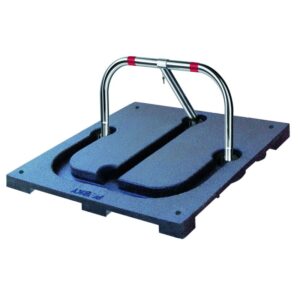 Barrière de parking *premium*  3 pieds, fermeture par cylindre européen, livrée avec plaque de fixation au sol a sceller. - Gris / argent, Acier zingué