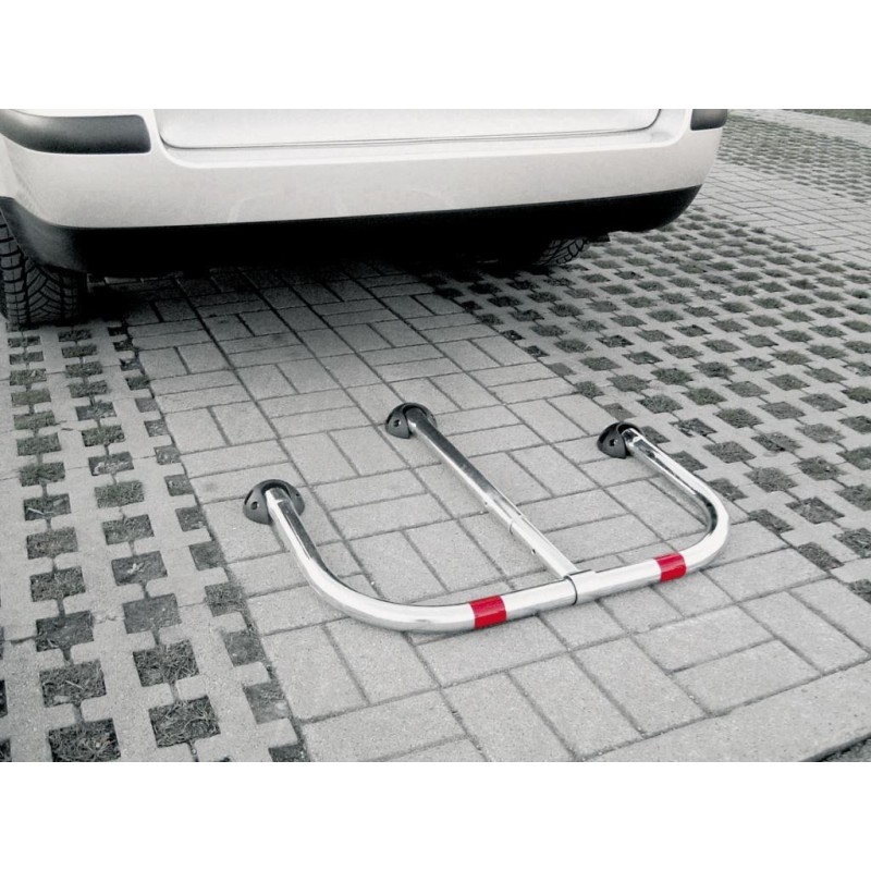 barrière de parking *premium* Rabattable, 3 pieds a cadenas - Gris / argent, Acier – Image 3