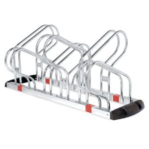 Râtelier porte vélos *premium* 6 places opposées  livré avec fixations vis et chevilles – Gris / argent, Acier zingué