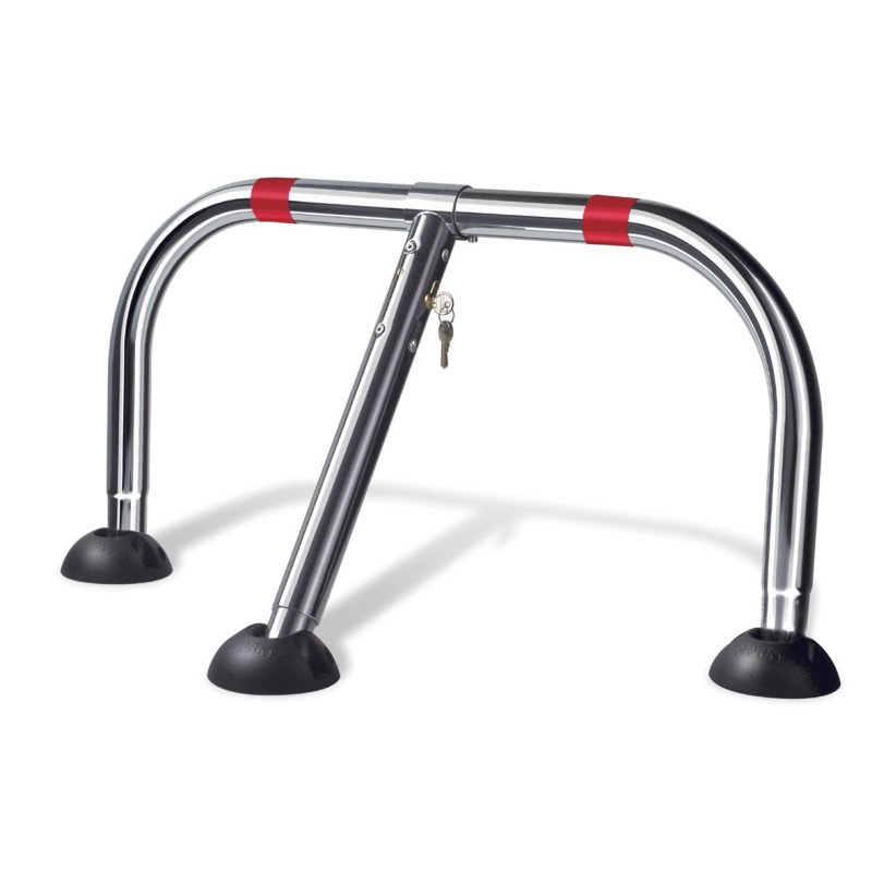 Barrière de parking *premium*, a clef, rabattable 3 pieds - Gris / argent, Acier