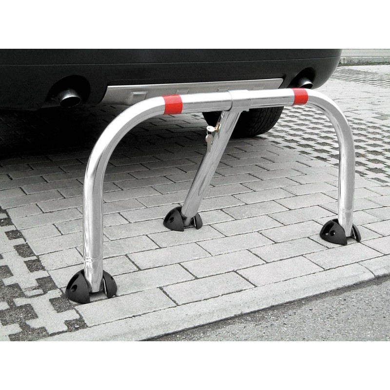 Barrière de parking *premium*, a clef, rabattable 3 pieds - Gris / argent, Acier – Image 2