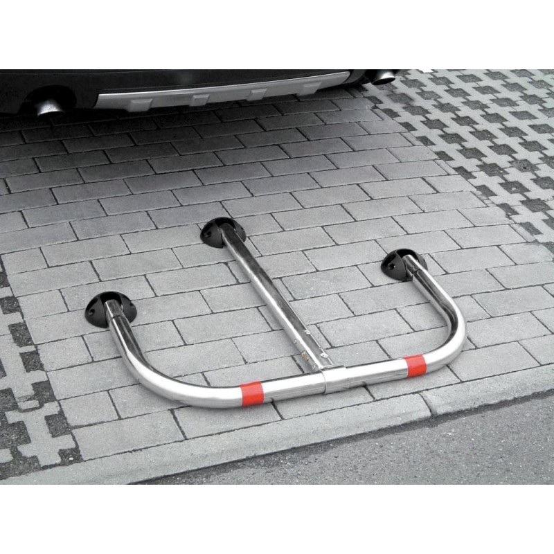 Barrière de parking *premium*, a clef, rabattable 3 pieds - Gris / argent, Acier – Image 3