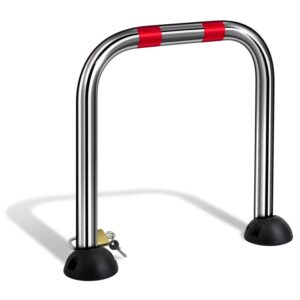 Barrière de parking *premium*arceau, a cadenas,  rabattable 2 pieds, – Gris / argent, Acier