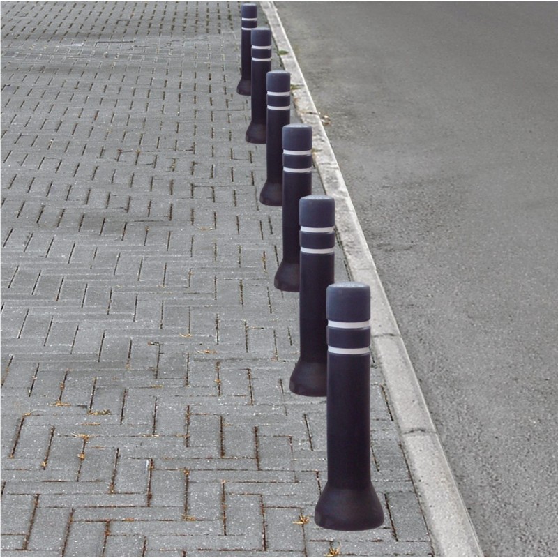 Poteau fixe hauteur 820 mm, protection caoutchouc. - Noir – Image 2