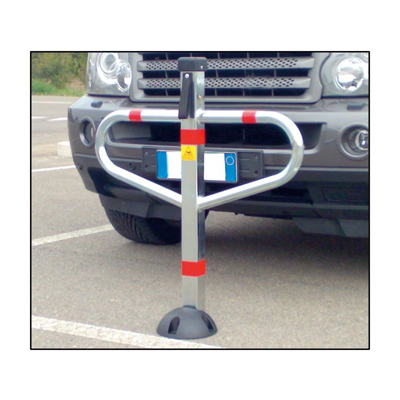 Barrière de parking *premium*en T, rabattable a clef, 1 pied, fixation étrier a sceller - Gris / argent, Acier - Imagen 2