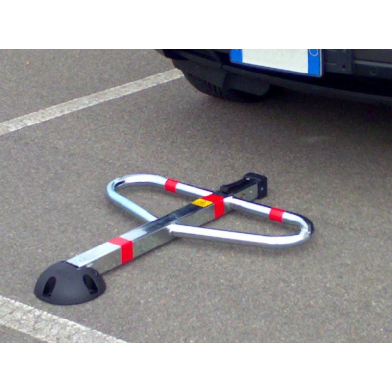 Barrière de parking *premium*en T, rabattable a clef, 1 pied, fixation étrier a sceller - Gris / argent, Acier - Imagen 3