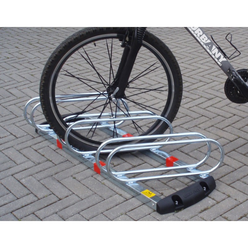 Râtelier porte vélos *premium* 3 places inclinées a 60° livré avec fixations vis et chevilles - Gris / argent, Acier - immagine 2