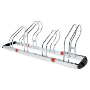 Râtelier porte vélo 4 places haut et bas  livré avec fixations vis et chevilles – Gris / argent, Acier