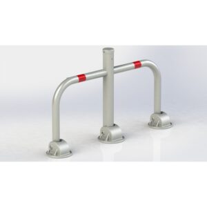 Barriére de parking arceau a 3 pieds parallèles, fermeture par cylindre européen – Gris / argent, Acier