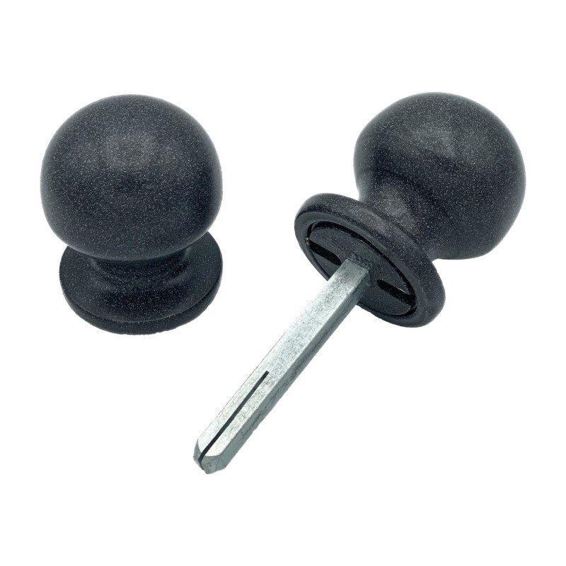 Bouton de Porte Ø50 mm - couple complet - en Aluminium GRIS ANTIQUE - Gris / argent - Imagen 4